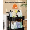 Pipishell Metal 3 Tier Rolling Cart with Handle & 2 Lockable Wheels, Pink | Four Large 2″ Wheels for Easy Motion, Sturdy Metal, Hold 22 lbs per Shelf, Ideal for Nursery Room, Living Room, Painting Room(Black)