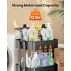Pipishell Metal 3 Tier Rolling Cart with Handle & 2 Lockable Wheels, Pink | Four Large 2″ Wheels for Easy Motion, Sturdy Metal, Hold 22 lbs per Shelf, Ideal for Nursery Room, Living Room, Painting Room(Gray)