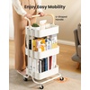 Pipishell Metal 3 Tier Rolling Cart with Handle & 2 Lockable Wheels, Pink | Four Large 2″ Wheels for Easy Motion, Sturdy Metal, Hold 22 lbs per Shelf, Ideal for Nursery Room, Living Room, Painting Room(White)